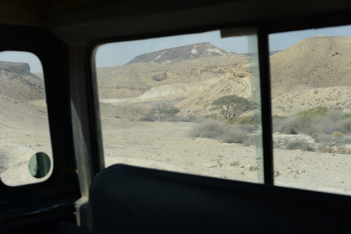 Inside 4X4 Arthur tour of Zin valley Negev desert Israel