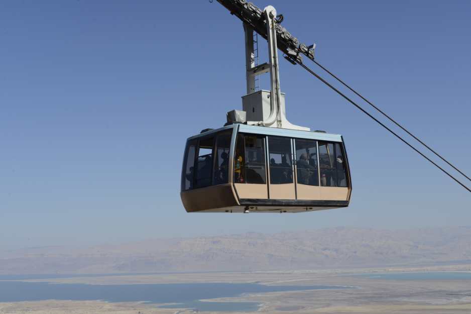 The cable car ascending to Masada