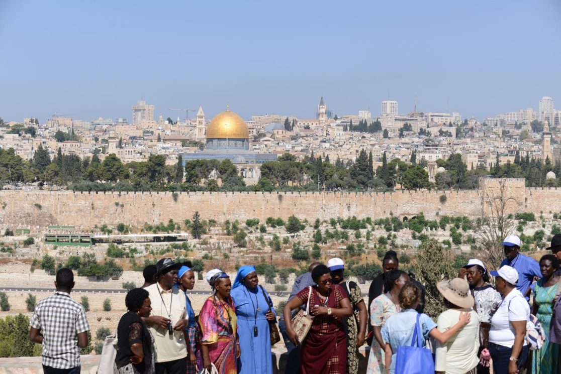 A view to the temple Mount in Jerusalem from the Olive Mountain