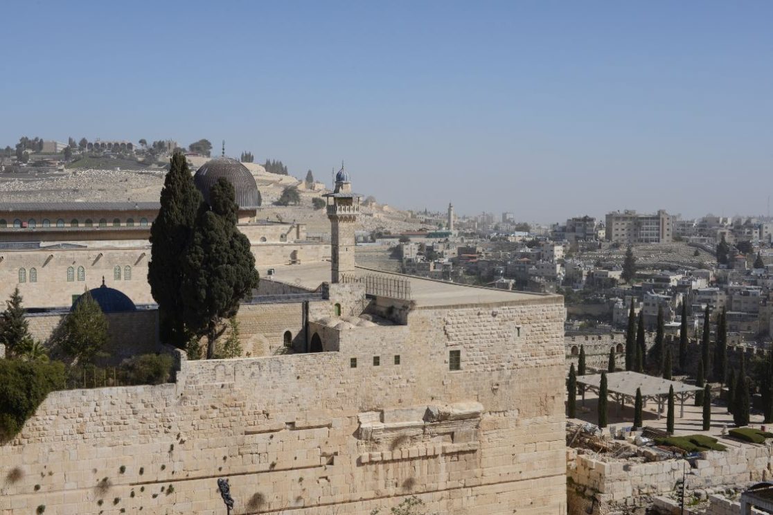 Al-Aqsa Mosque, part of the Temple Mount complex, with Robinson's Arch