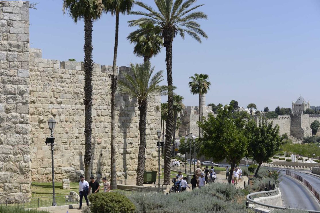 Walking twards Jerusalem's Jaffa Gate