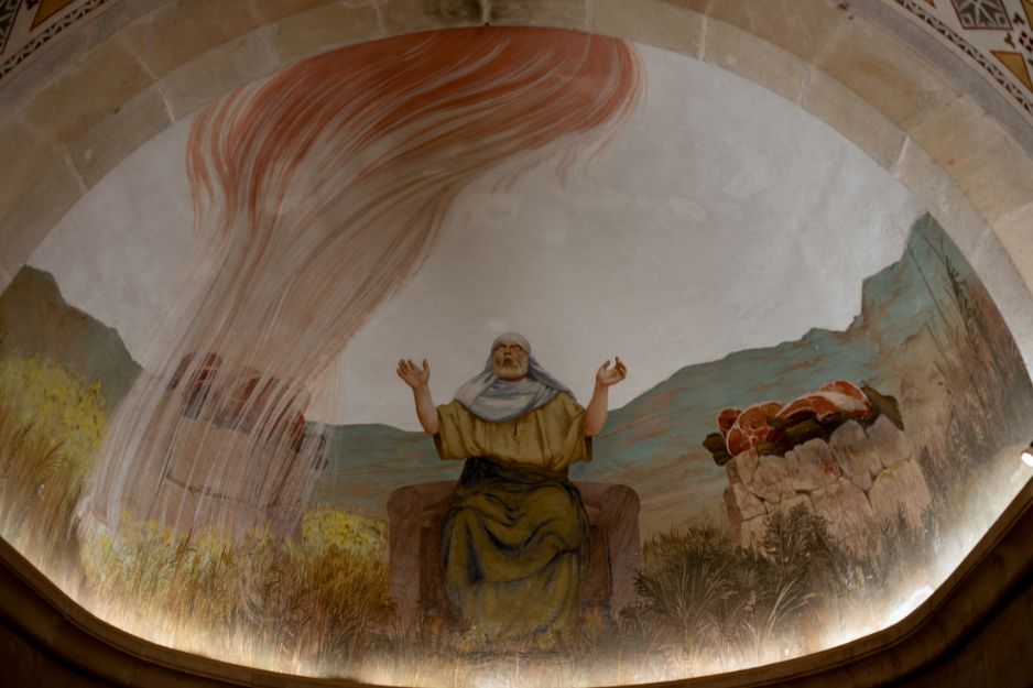 The Chapel of Elijah depicts the prophet on Mount Carmel beneath fire from heaven