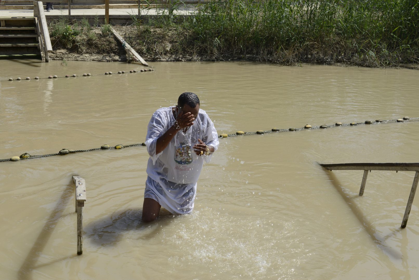 pilgrims baptised at the river Jordan Qasr Al Yahud