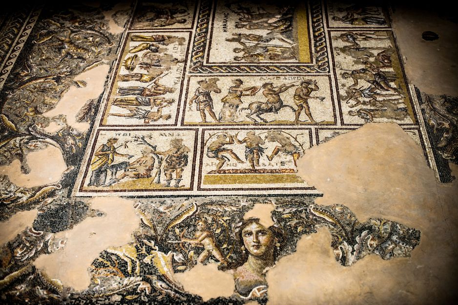 The House of Dionysus mosaic at Zippori, featuring the famous “Mona Lisa of the Galilee.”
