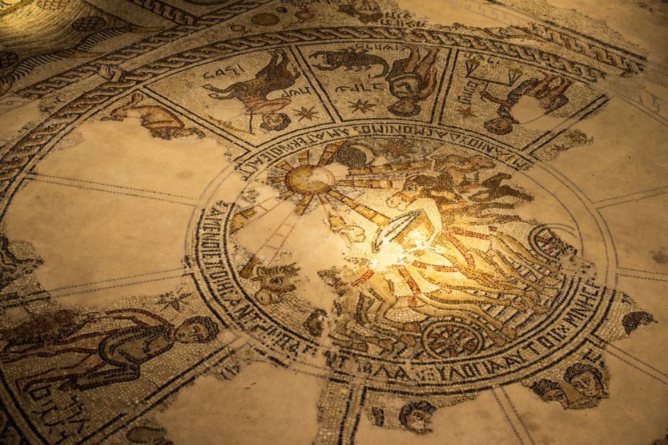 The Jewish zodiac, with the Hellenistic sun god Helios at its center