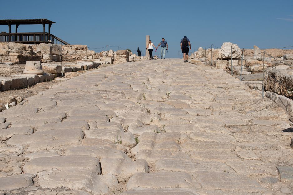 The Roman-era Cardo in Zippori, where ancient wagon-wheel grooves are still visible
